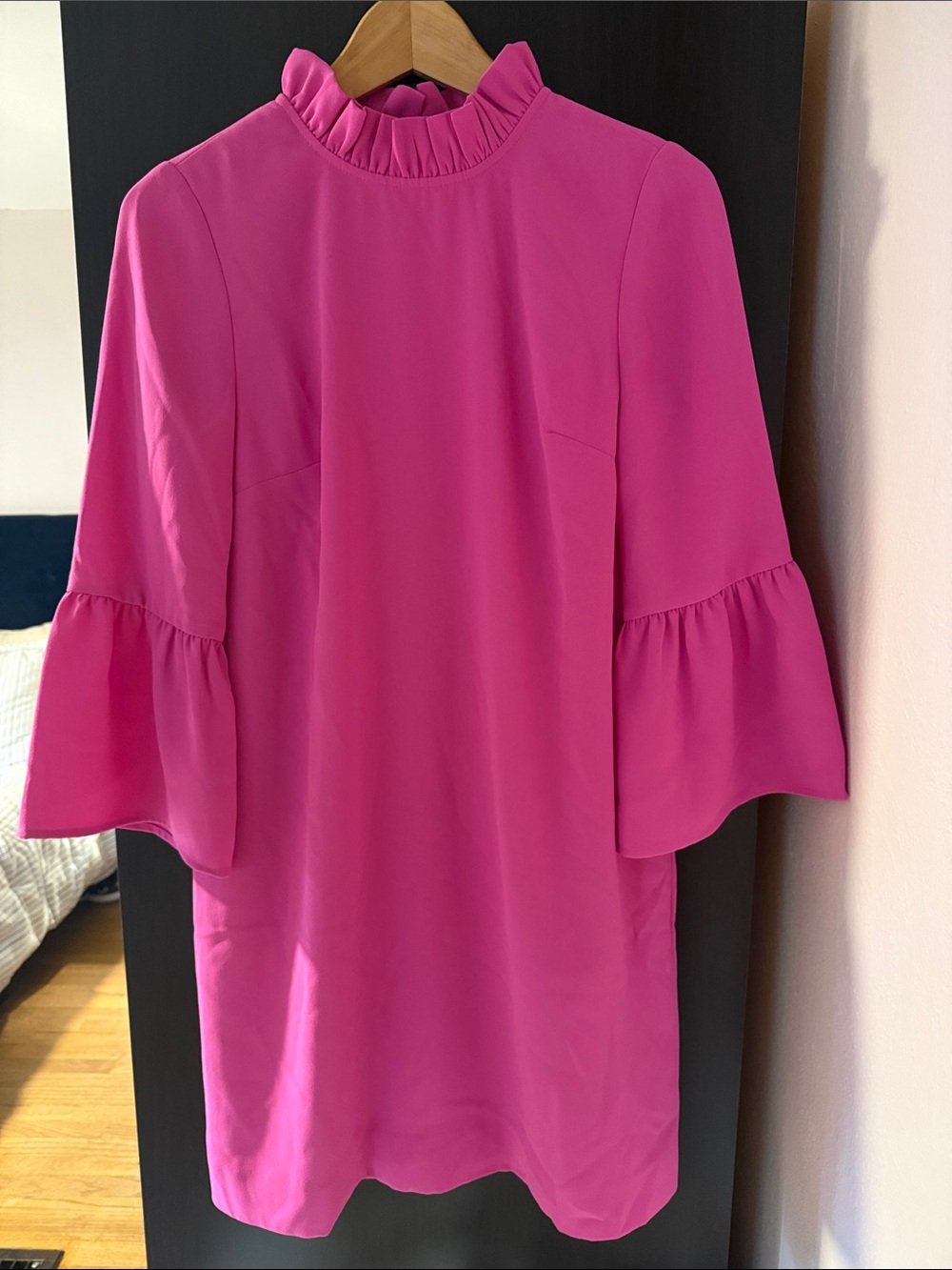 J. Crew Hot Pink Bell-Sleeve Mini Dress